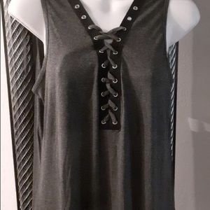 Gray And Black Blouse